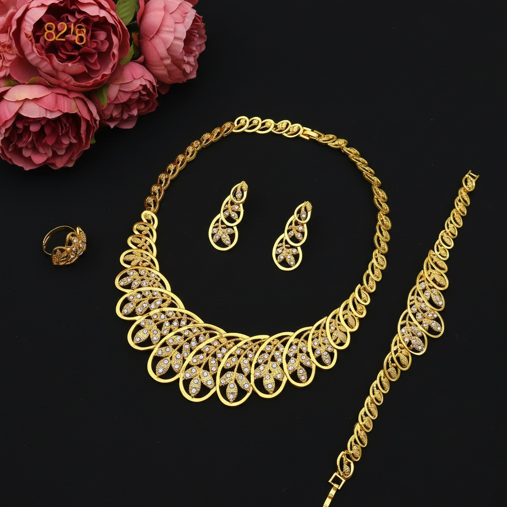 Zenat Bridal Dubai 24k Gold Color Jewelry Set