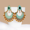 Ethnic Retro Green Sector Carved Turkish Jhumka Earrings For Women Indian Jewelry Pearl Tassel Earrings