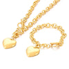 8mm Waterproof Stainless Steel Polished Heart Bracelet and Necklace Set Minimalist Gold Plated Link Chain Trendy Jewelry