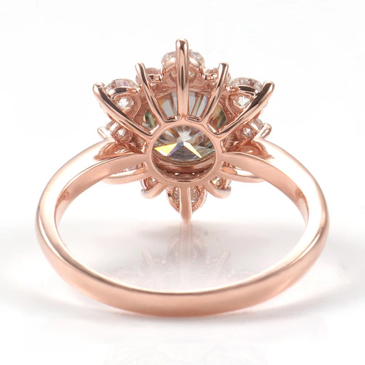 Wholesale Original Flower Shape 14k Soild Rose Gold Round Brillant Cut Moissanite Diamond Claw Setting for Woman Gift Use