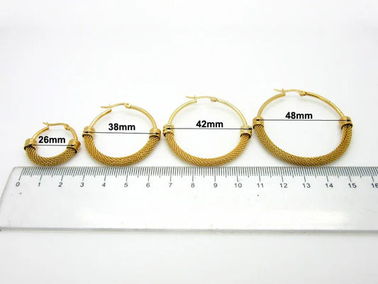 Brand Earrings For Women Fashion Jewelry Gift Wholesale Trendy 2 Colors Gold Color/White Gold Color Net Round Hoop Earrings