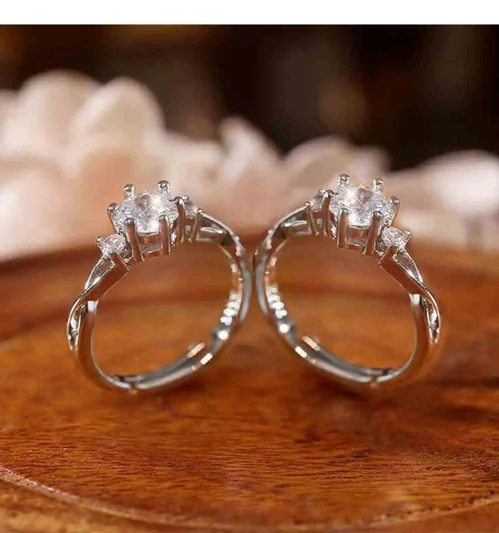 European American Fashion New Vintage Hollow Out Zircon Rings Hip Hop Party Opening Adjustable Ring for Women Gift