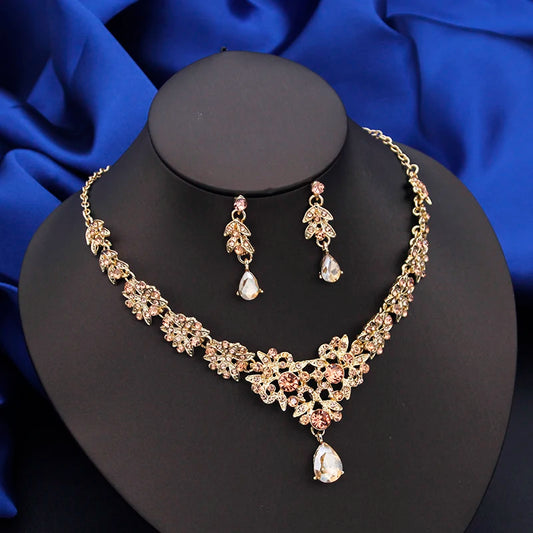 Fashion Choker Necklace Sets for Women Bridal Jewelry Sets Party Prom Wedding Earrings Costume Accessories