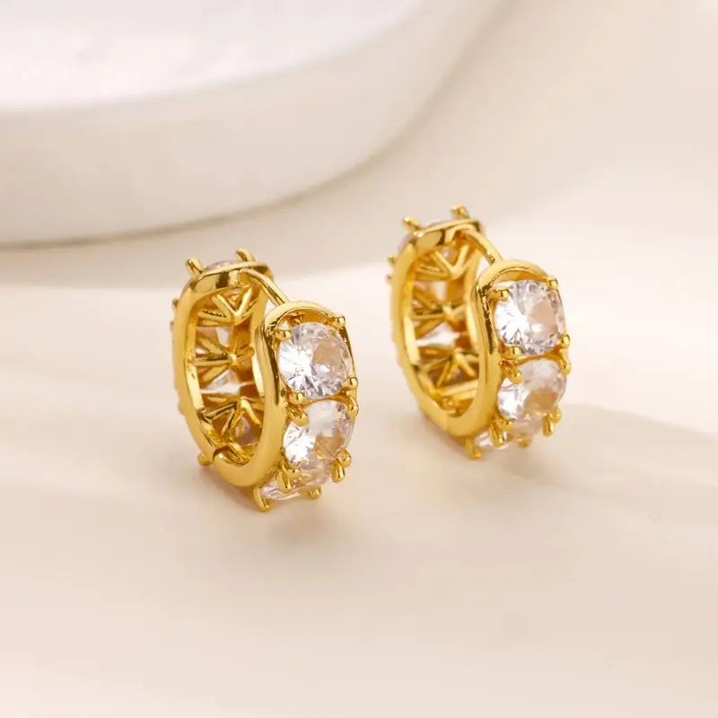 Zircon Geometric Snake Earrings for Women Multi Layered Gold Color Small Hoop Earrings Fashion Ear Piercing Wedding Jewelry