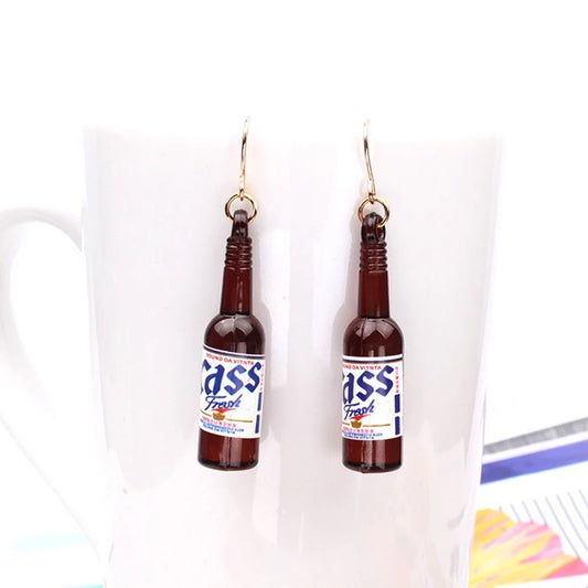 New Brown Color Women Hanging Earrings Beer Bottle Pendants Drop Earrings Square Earrings Fashion Jewelry pendientes mujer