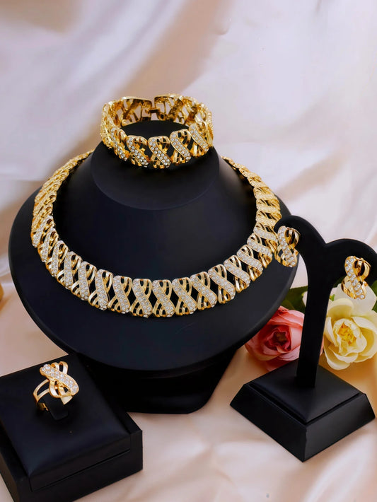 Zenat 5 Piece Bridal Set 18k Gold Plated Stylish Bow Infinity