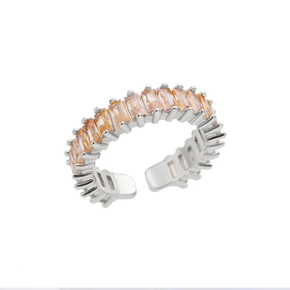 Colorful Cubic Zircon Open Ring For Women Stainless Steel Gold Color Square Rings Bohemian Romantic couple Jewelry Gifts