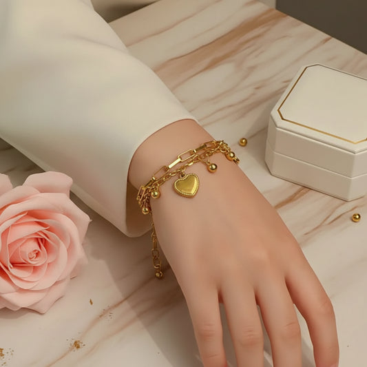 Zenat Multi layered Steel Ball Bean Love Bracelet