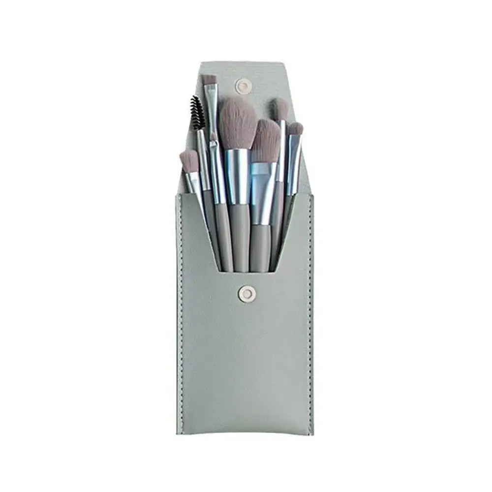 Set of 8 Soft Bristle Make Up Brushes Premium Synthetic With Bag Eyeshadow Brush Eye Facial Beauty Foundation Brush