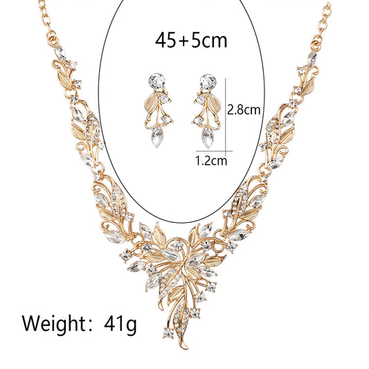 Zenat Luxury Crystal Necklace Earrings Set