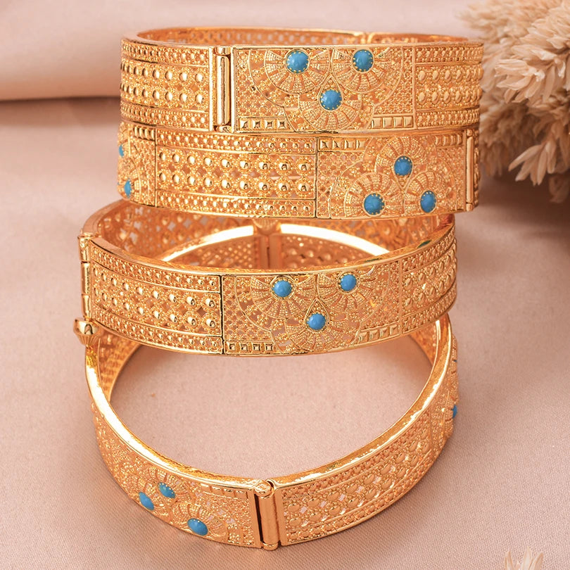 Ethiopian Gold Color Bangles for Women African Jewelry Habesha Middle East Girl Wedding bracelets Gift