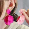 Zenat Korean Acrylic Petal Flower Tassel Earrings