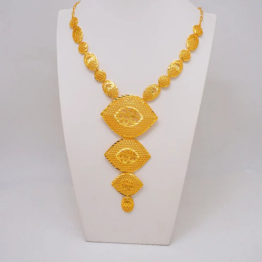 24K Pure Gold Set | Ginkgo leaf with pearls, leaf - shaped necklace, dainty earrings, romantic autumn charm