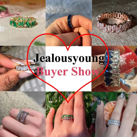 Luxury Female White Crystal Stone Ring Irregular Zirconia Wedding Rings for Women Trendy Geometric Zircon Engagement Ring