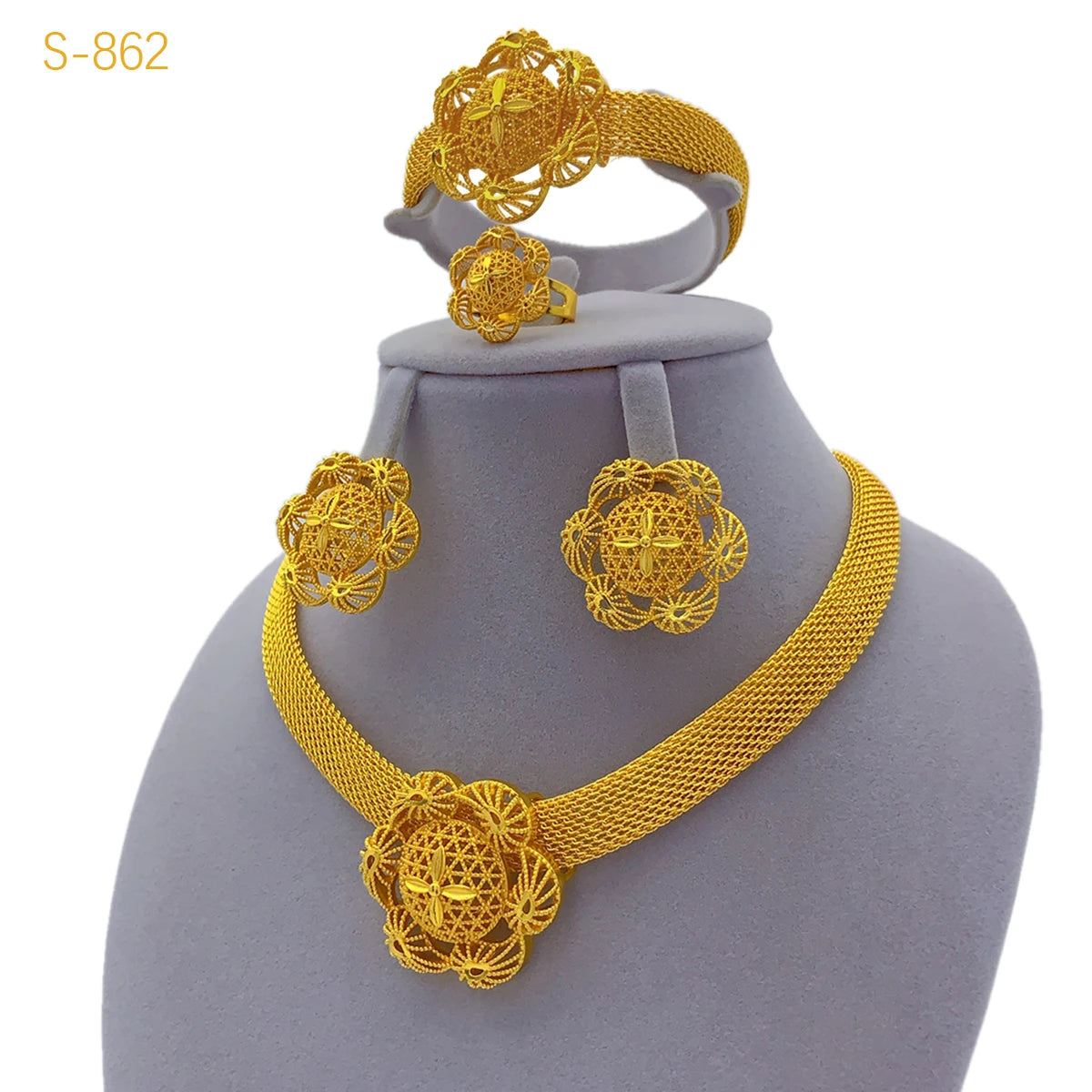 XUHUANG Luxury Flower Necklace Sets For Women Wedding Dubai Gold Plated African Jewelry Set Indian Jewellery Anniversary Gifts