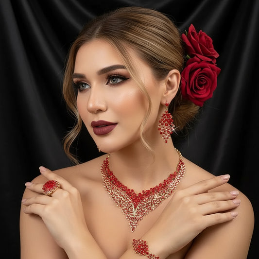 Zenat 3PC Conical Leaf Necklace Set for Dulhan