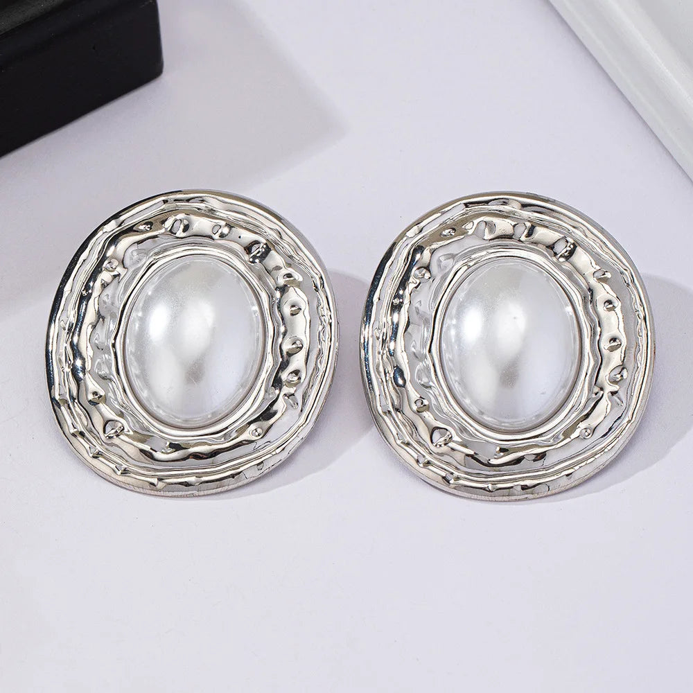 Stud Earrings For Women Round Metal Geometric Ear Accessories Holiday Party Gift Fashion Jewelry CE214