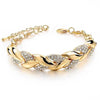 1PC Hip Hop Leaf Bracelet Women's Gold Twisted Shining Crystal Stone Pendant Bracelet Elegant Adjustable Chain Daily Jewelry