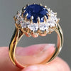 Zenat Gold Silver Round Flower Blue Ring