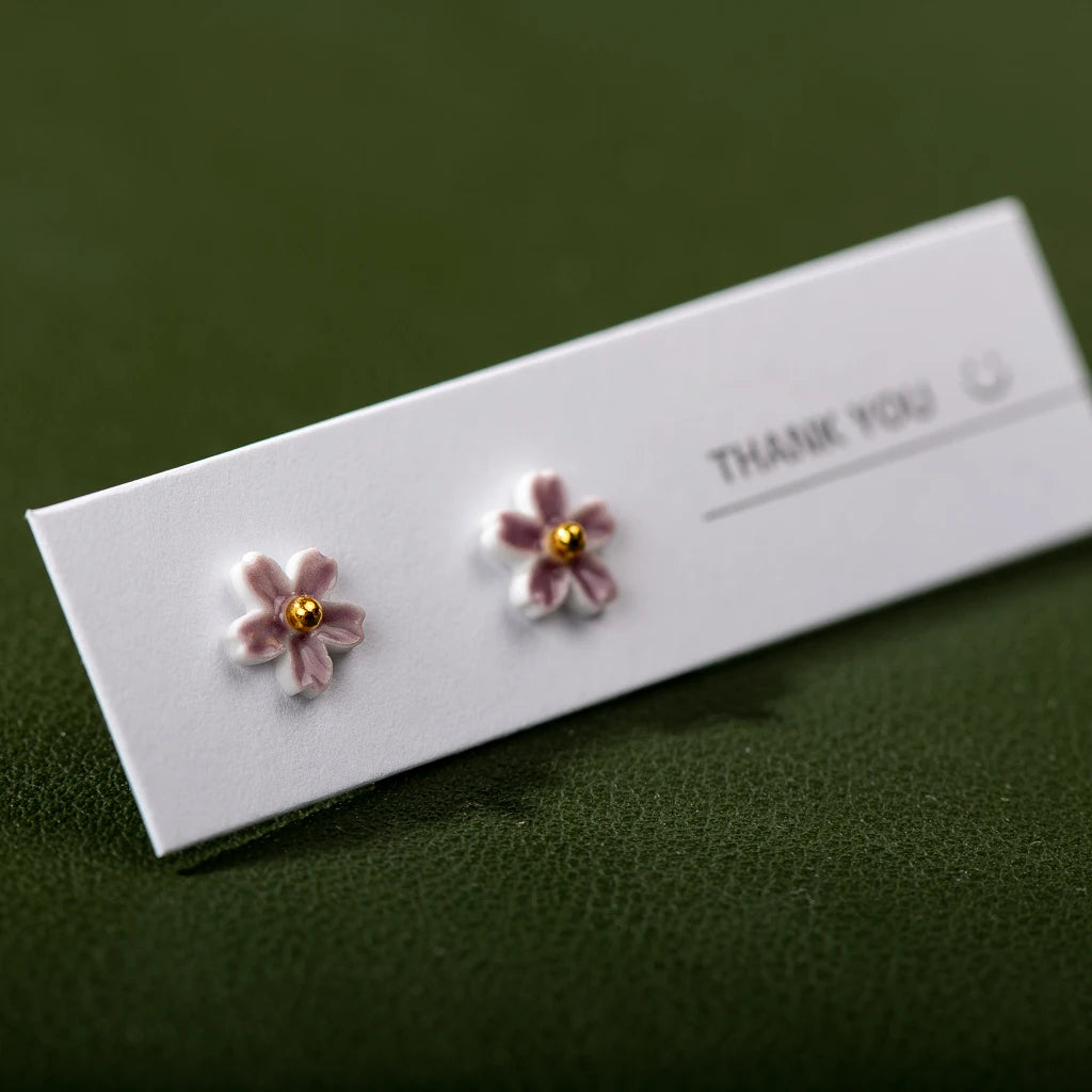 Handmade Multicolor Ceramic Flower Earrings With Stainless Steel Pin - Trendy And Eye-catching Jewelry Z638