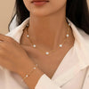 Zenat 2PC Gold Pearl Cross Jewelry Set