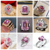 Zenat Pink Sparkling Zircon Princess Square Ring