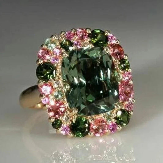 Zenat Colorful Green Cubic Zirconia Rings