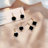 LATS Trend Rhinestone Geometric Drop Earrings for Women Korean Fashion Black Color Dangle Earring 2021 Female Elegant Jewelry