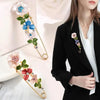 Exquisite Rhinestone Flower Brooches Leaf Metal Lapel Pins Women Clothes Jewelry Accessories