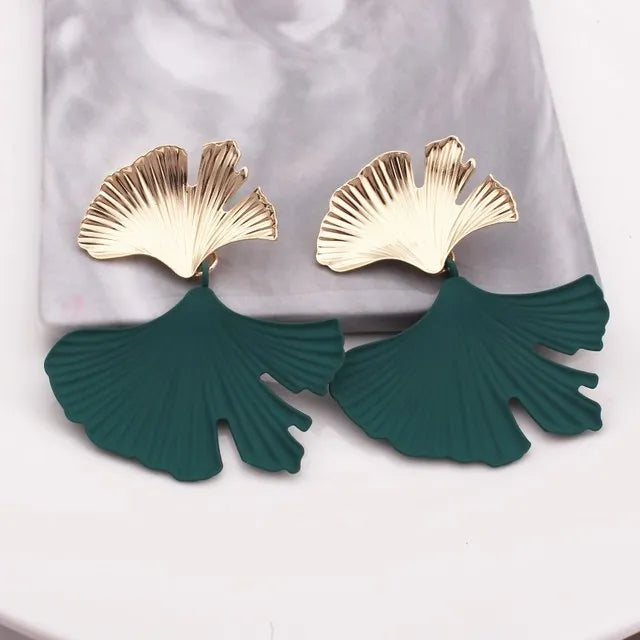 Fashion Geometric Gold Color Ginkgo Biloba Leaf Shape Drop Earring Creative Personality Earring Jewelry