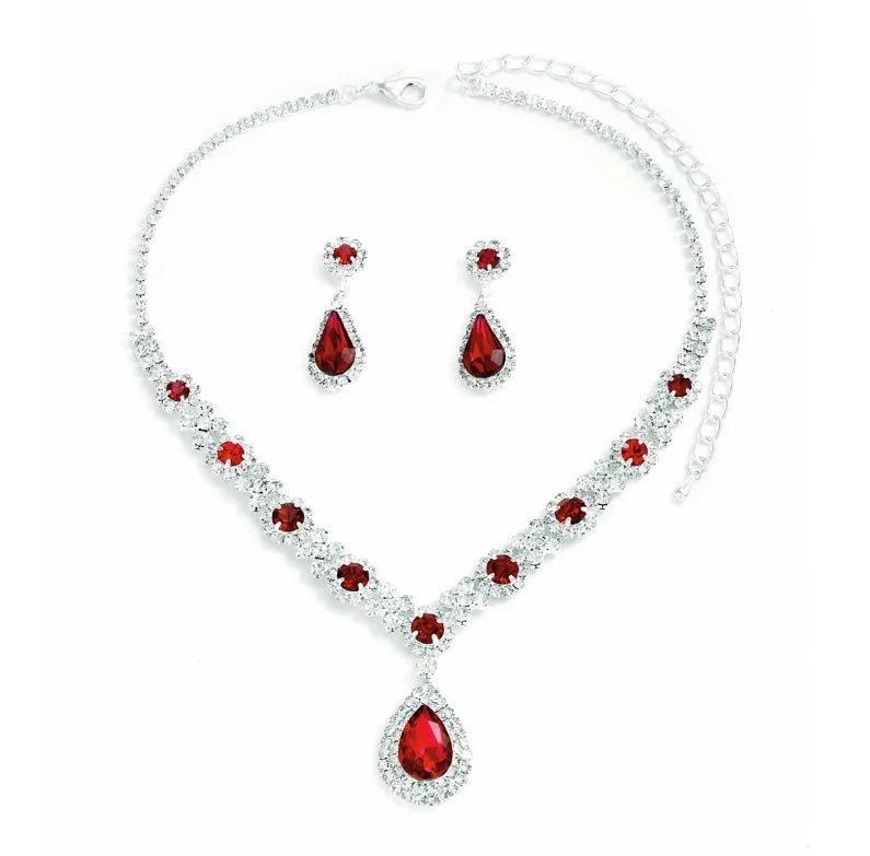 Zenat 3-Piece Crystal Droplet Necklace & Earrings Set