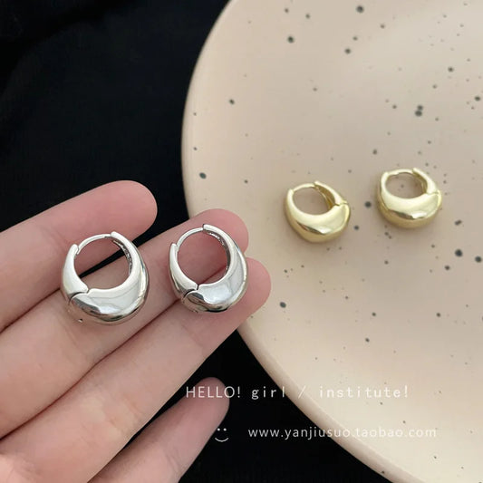 925 Sterling Silver Round Earrings For Women Trendy Metal Hoop Earring Vintage Jewelry Ladies Accessories Wholesale