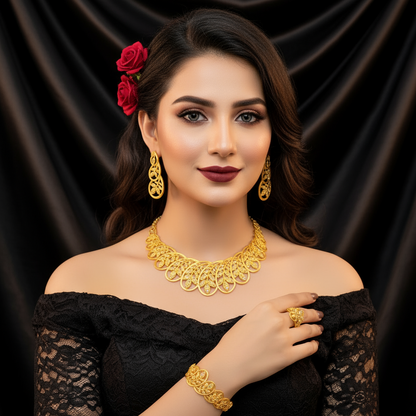 Zenat Bridal Dubai 24k Gold Color Jewelry Set