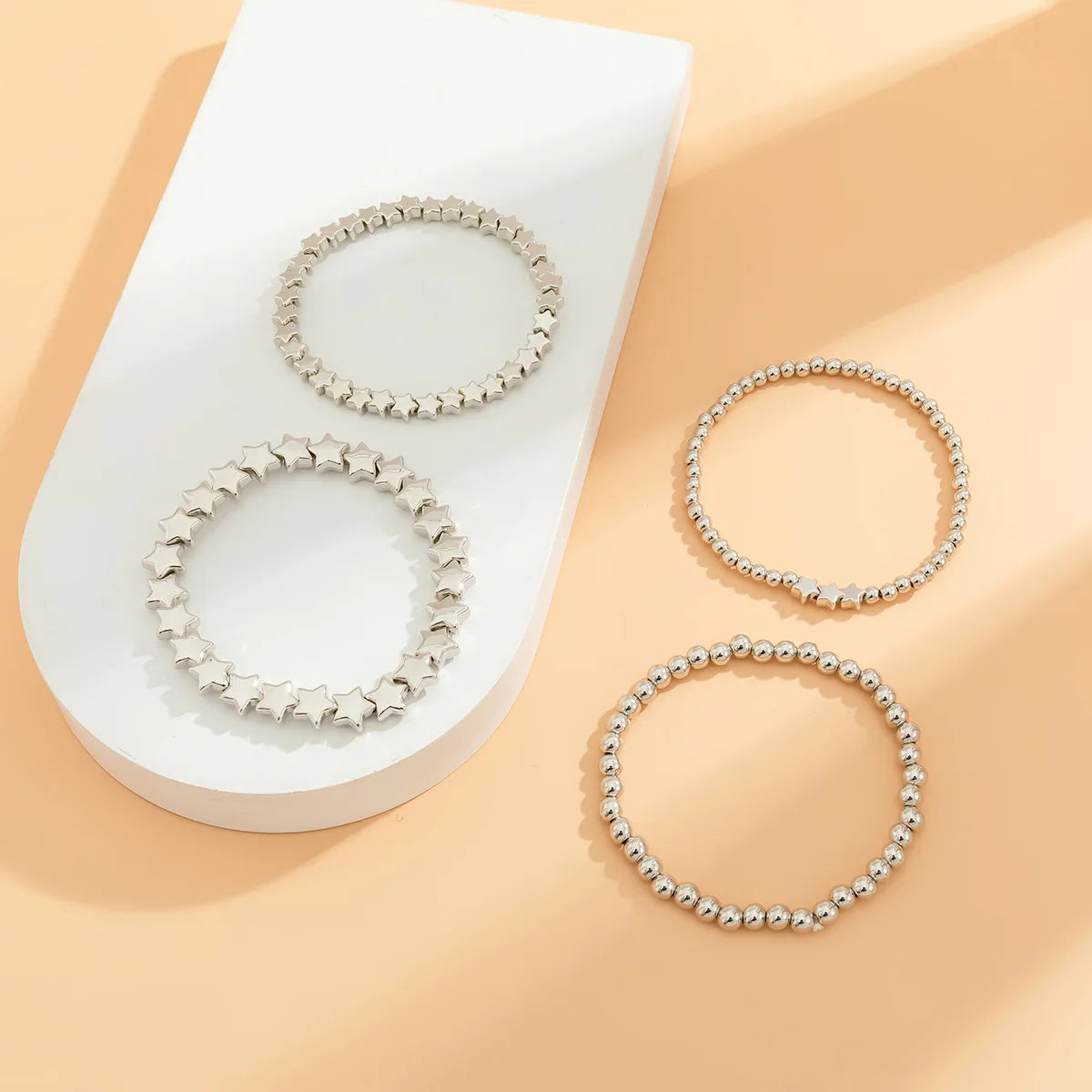 Boho Handmade Beaded Star Bracelet Combination Set Women's Retro Simple Gold Color Metal Bracelets Girly Charm Fashion Jewelry