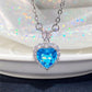 Huitan Vintage Red/Blue Heart Love Necklace for Women Luxury Inlay Bling Cubic Zirconia Elegant Lady's Accessories Party Jewelry