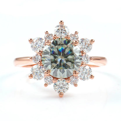 Wholesale Original Flower Shape 14k Soild Rose Gold Round Brillant Cut Moissanite Diamond Claw Setting for Woman Gift Use