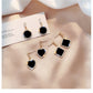 LATS Trend Rhinestone Geometric Drop Earrings for Women Korean Fashion Black Color Dangle Earring 2021 Female Elegant Jewelry