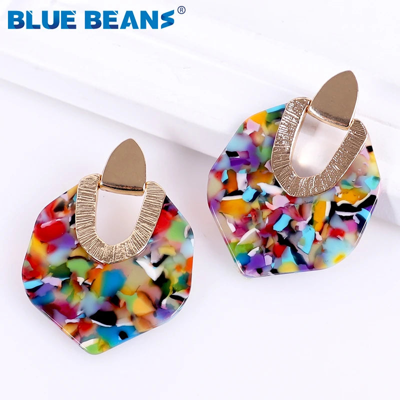 Earrings for Women 2019 New Bohemian Acrylic Colorful Resin Minimalist Earring Dangle Unique Design Statement  Wedding Jewelry