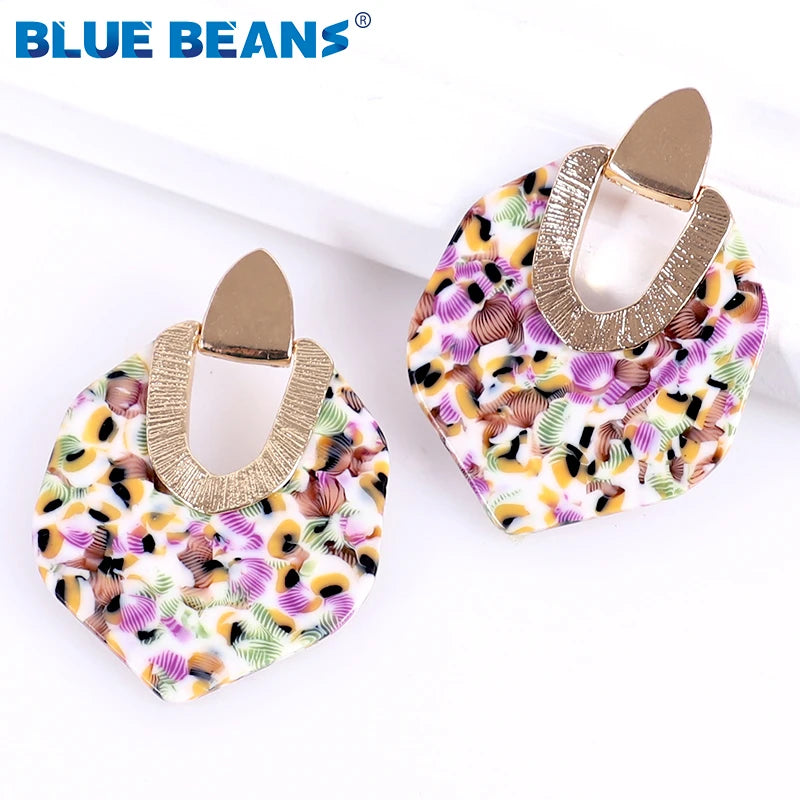 Earrings for Women 2019 New Bohemian Acrylic Colorful Resin Minimalist Earring Dangle Unique Design Statement  Wedding Jewelry