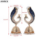 Retro Indian Bollywood Kundan Peacock Jhumka Jhumki Drop Earrings Imitation Pearls Women Gypsy Jewelry
