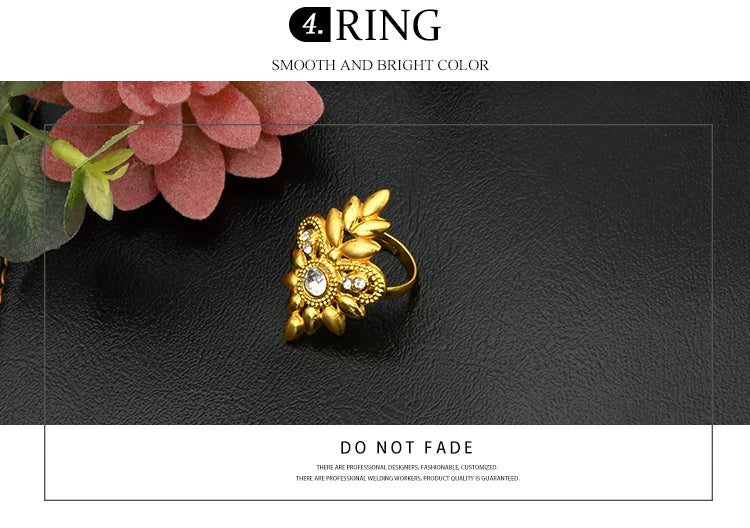 ANIID Dubai Jewelry Sets Gold Color 24k Luxury Big African Nigerian Necklace Bracelets Earring Ring For Wedding Jewelri Party