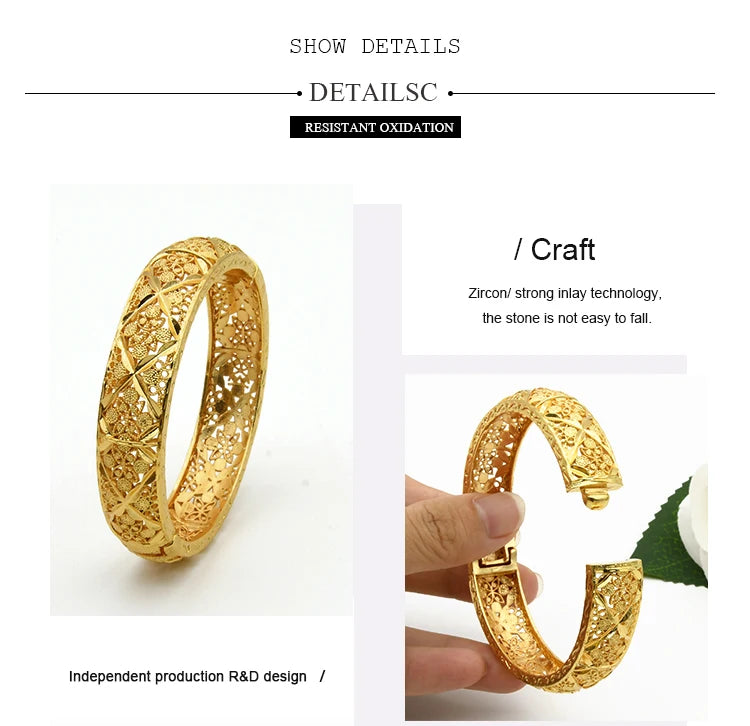 ANIID Dubai 24K Gold Color Hand Bracelet And Bangles Women Designer African Charm New Luxury High Quality Moroccan Jewelry