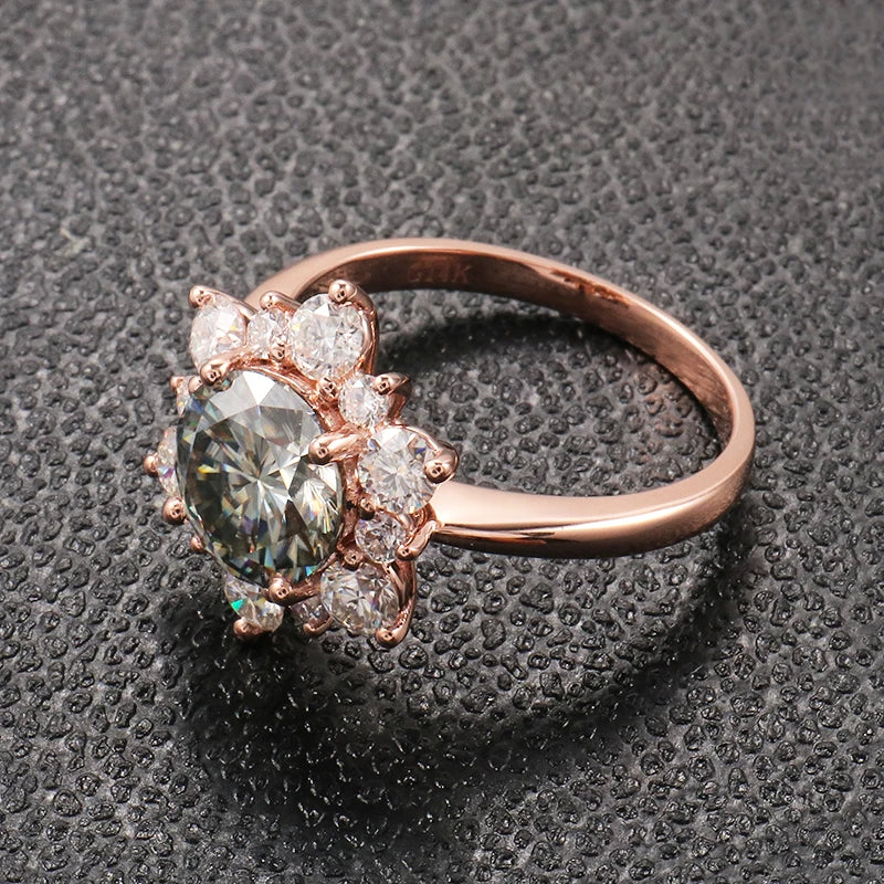 Wholesale Original Flower Shape 14k Soild Rose Gold Round Brillant Cut Moissanite Diamond Claw Setting for Woman Gift Use