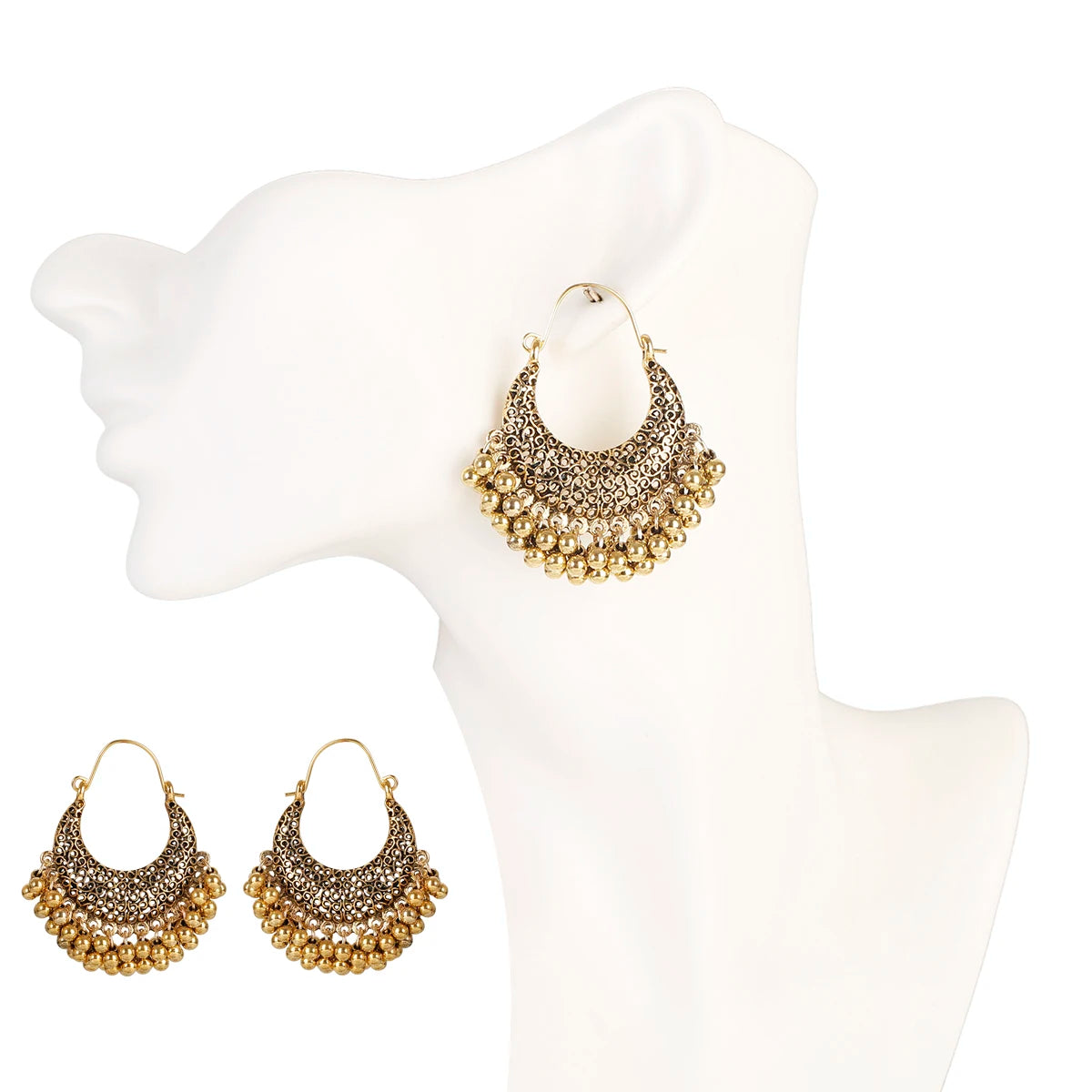 Retro Boho Silver Color Tassel Indian Earrings For Women Orecchini Jewelry Gypsy Flower Ladies Jhumka Earrings