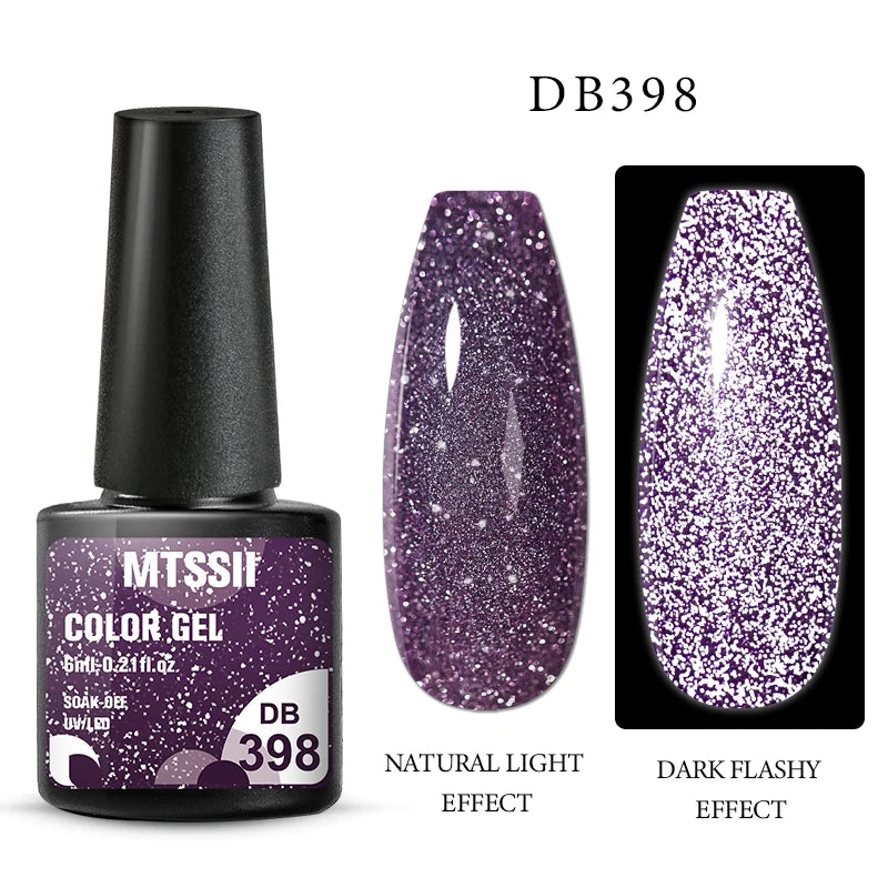 Mtssii 6ML Reflective Gel Nail Polish Shiny 14 Colors Semi-permanent UV Gel varnish Hybrid Nail Polish for Nail Art Manicure