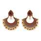 Ethnic Retro Green Sector Carved Turkish Jhumka Earrings For Women Indian Jewelry Pearl Tassel Earrings