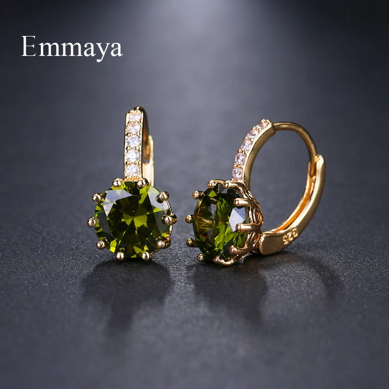 EMMAYA Fashion 9 Colors AAA CZ Element Stud Earrings For Women Wholesale Cheap Factory Price Wedding Party Gift