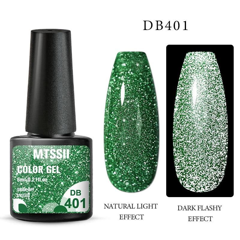 Mtssii 6ML Reflective Gel Nail Polish Shiny 14 Colors Semi-permanent UV Gel varnish Hybrid Nail Polish for Nail Art Manicure