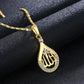 Islamic Muslim Allah Quran Drop Shape Pendant Necklace Men Women Religious Amulet Jewelry Ramadan Gift