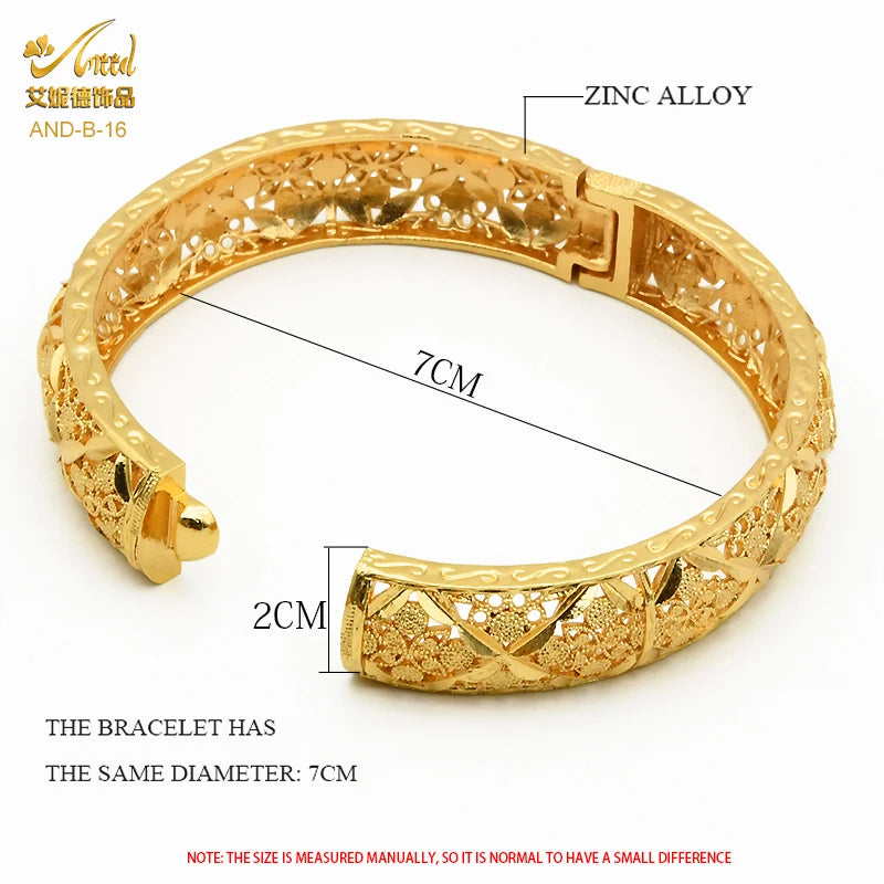 ANIID Dubai 24K Gold Color Hand Bracelet And Bangles Women Designer African Charm New Luxury High Quality Moroccan Jewelry